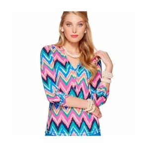 Lilly Pulitzer Janelle tab Sleeve Blouse Shirt size S 100% Pima